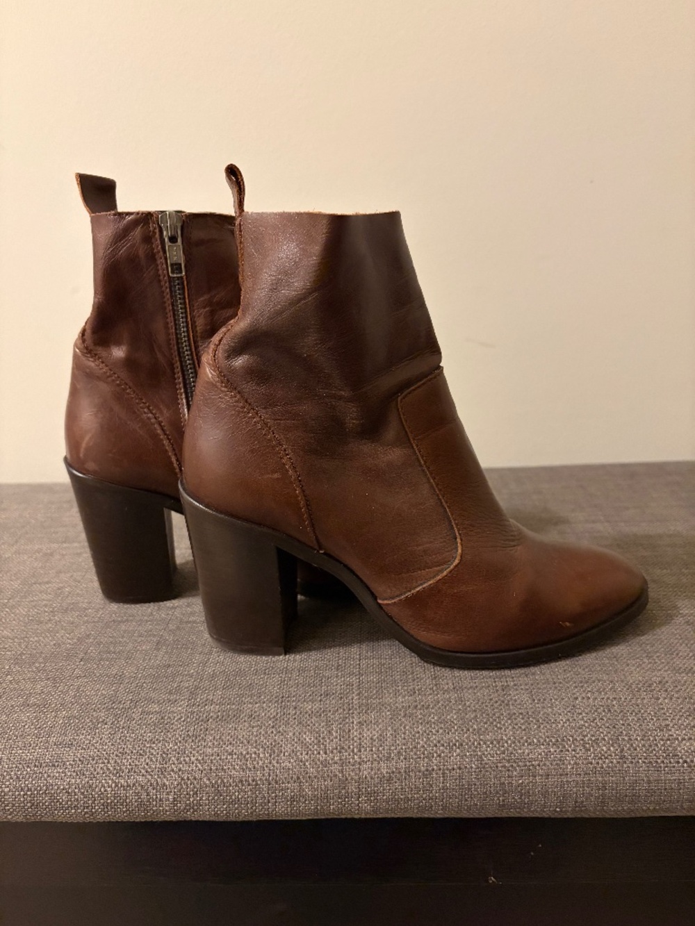 Brown Leather L’INTERVALLE Ankle Boots